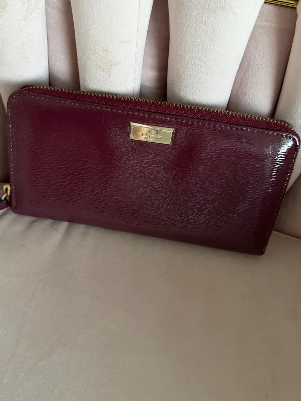 Kate Spade Bixby Place Neda Zip Around Wallet in Burgundy